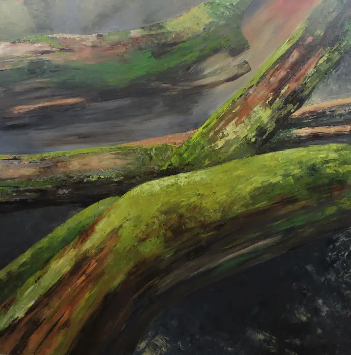 Oil on canvas palette knife painting of forest 